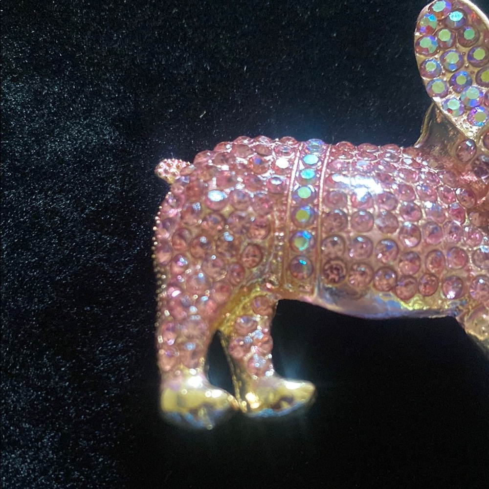 Pink Rhinestone French Bulldog Brooch - Picture 4 of 8